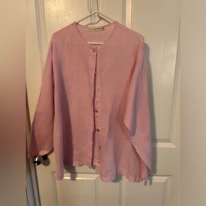Womens Cut Loose 100% Linen Size Mediun  shirt Pale pink